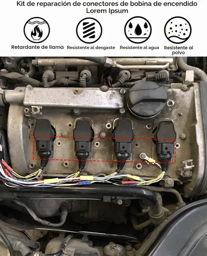 Vista 2 de Kit de reparación de conector de bobina de encendido con arnés, enchufe y herramienta de absorción de espacio de 0.3CM Compatible con AUDI, VW