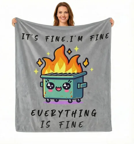 Vista 8 de Divertida manta de apoyo emocional para silla de oficina de bomberos, regalos divertidos de oficina para compañeros de trabajo, jefe It's Fine I'm