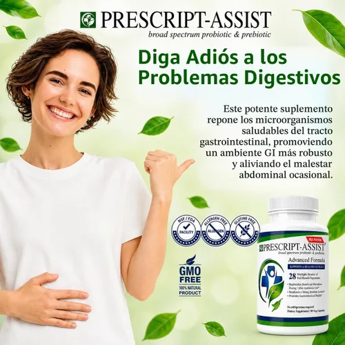 Vista 4 de Prescript-Assist Prebióticos y probióticos para la salud digestiva e inmunológica sin proteína de guisante para una rápida absorción, avanzada a