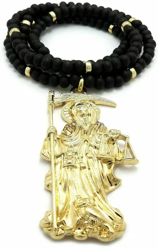 Vista 2 de Shiny Jewelers USA CAJA DE COLGANTE CUBANA CUBANA CUBANA PARA HOMBRE SANTA MUERTE NUESTRA SEÑORA DE LA SANTA MUERTE