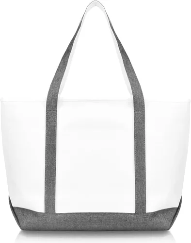 Vista 6 de Bolsa Dalix de 23 pulgadas, calidad superior, 24 oz, bolsa de lona de algodón Gris