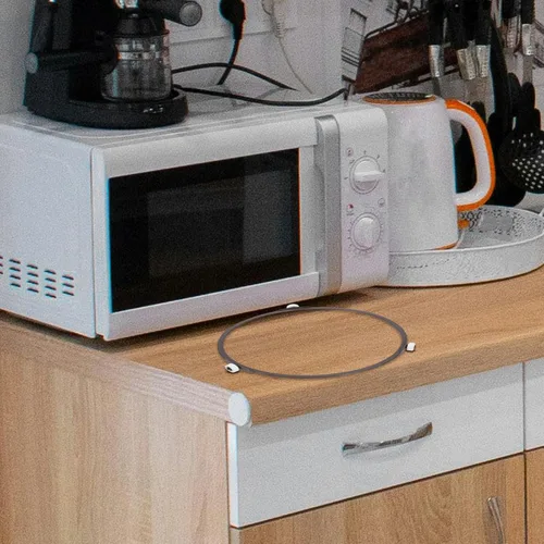 Vista 4 de Microwave Turntable Ring ABS Plate Holder with Rotation Core Support Stable Dinner Plate Positioning, Easy Installation, Replacement Accessory for