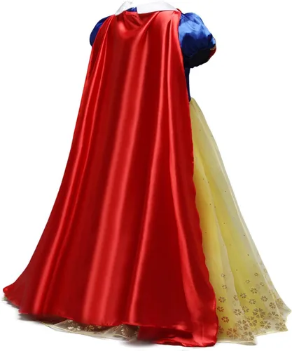 Vista 4 de Disfraz de princesa para niñas pequeñas, blanco como la nieve, fiesta de cumpleaños, Halloween, trajes de Navidad (con accesorios)