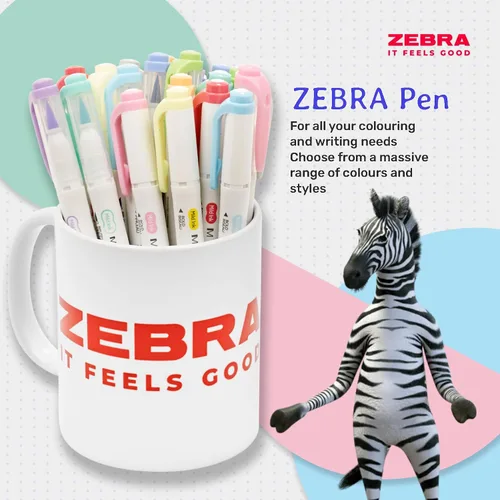 Vista 3 de Zebra Highlighters Mildliner - Juego de 20 tazas de doble punta y pincel, colores estándar