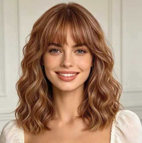 Vista 12 de Peluca negra con flequillo para mujeres negras, cabello rizado y ondulado de 14 pulgadas Negro