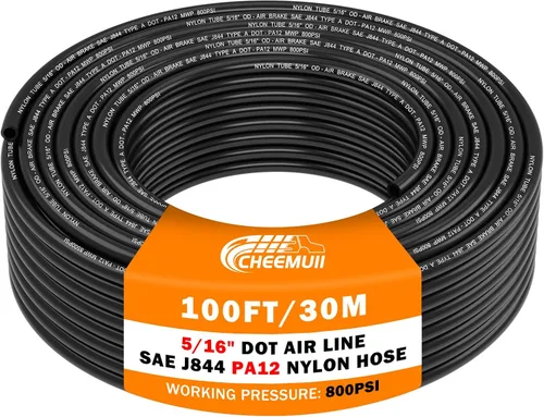 Vista 30 de CheeMuii 30 pies 1/4 línea de aire DOT 1/4" PA12 tubo neumático de nylon 9.1 metros 1/4 pulgada OD tubo de aire neumático tubo de línea de aire