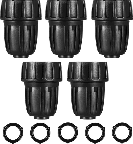 Vista 9 de Paquete de 5 adaptadores de manguera de riego por goteo, adaptador de manguera de riego por goteo, conector de grifo con arandelas para sistema