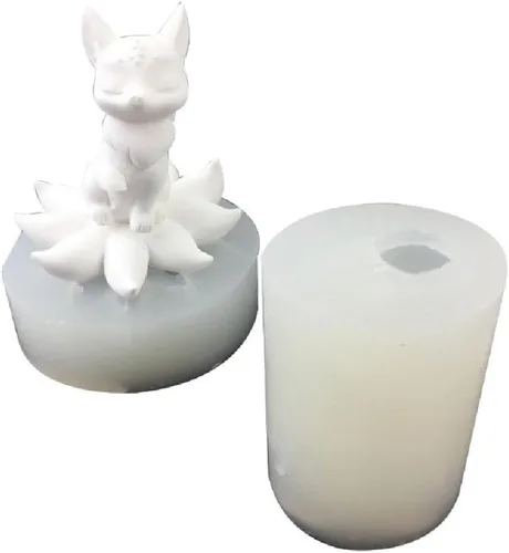Vista 10 de Molde de resina epoxi con forma de zorros de nueve colas, antiadherente, vela perfumada, molde de silicona, manualidades de yeso, herramienta