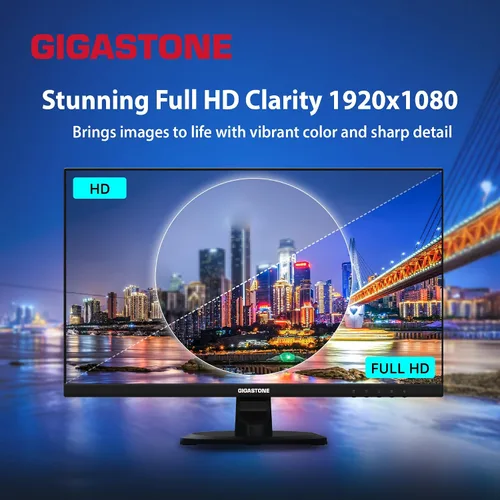 Vista 5 de Gigastone Monitor de luz trasera LED IPS de 24 pulgadas, 75 Hz, FHD 1920 x 1080, 1080P 178 ° de visión amplia sin marco, monitor de computadora sin