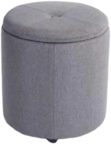 Vista 8 de Taburete otomano moderno tapizado redondo reposapiés otomano con pies antideslizantes otomana de almacenamiento de tela para sala de estar, muebles