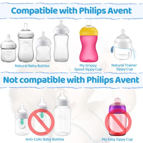 Vista 3 de Kit de conversión de vasos para biberones naturales Philips Avent, kit de transición para niños pequeños con 4 pezones suaves, 2 asas de botella y 4