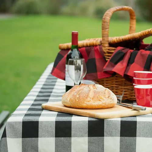 Vista 2 de Mantel rectangular de 60 x 104 pulgadas con clips para mantel, mantel rectangular para cocina, comedor, mantel de picnic o campamento, lavable y a