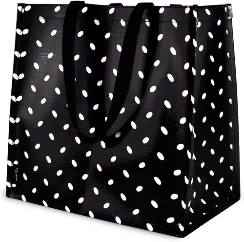 Vista 4 de Kate Spade New York Bolsa de compras reutilizable, bolsa de comestibles con correas para el hombro, bolsa plegable grande