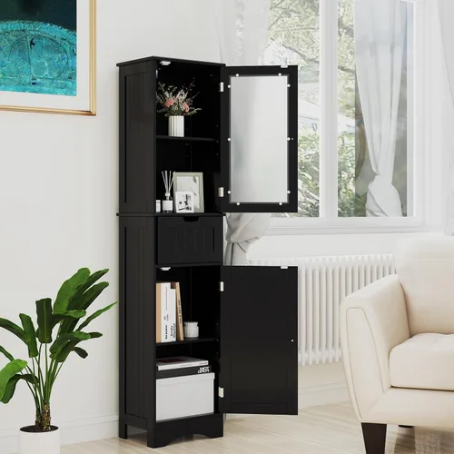 Vista 4 de LOKO Gabinete de almacenamiento de baño de 67 pulgadas de alto, gabinete de Negro