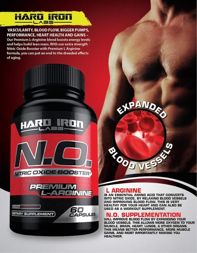 Vista 5 de N.O. Potenciador de óxido nítrico con L-arginina, L-citrulina, sin OMG, sin gluten, vegano, suplemento previo al entrenamiento para crecimiento