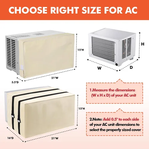 Vista 2 de 2 cubiertas de aire acondicionado de ventana para exteriores y cubiertas de aire acondicionado para interiores, aislamiento de 3 capas con papel