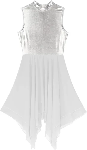 Vista 5 de iiniim Vestido de baile litúrgico de alabanza litúrgica sin mangas con dobladillo asimétrico para mujer