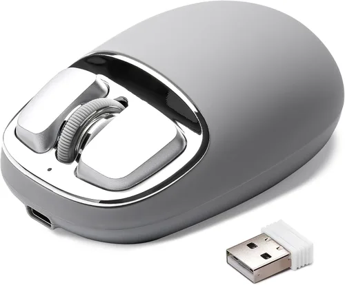 Vista 11 de YUNZll - Mouse inalámbrico de silicona C1, triple modo 2.4G/USB-C/Bluetooth, seguimiento óptico de 4800 DPl, 6 niveles de ajuste, mouse