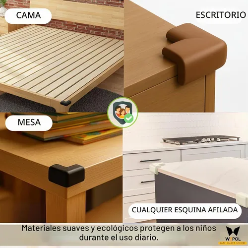 Vista 2 de Protector de esquina de espuma suave para bebé, marco de cama, protectores de esquina color negro, paquete de 4
