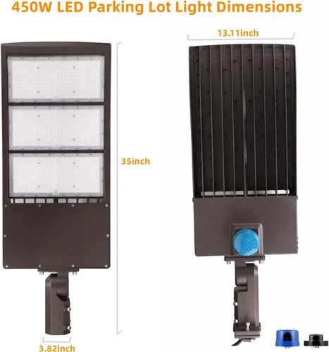 Vista 5 de Luz de estacionamiento LED regulable de 450 W con ajustador deslizante, luz diurna de 5000 K, 63000 lúmenes, 140 lm/w