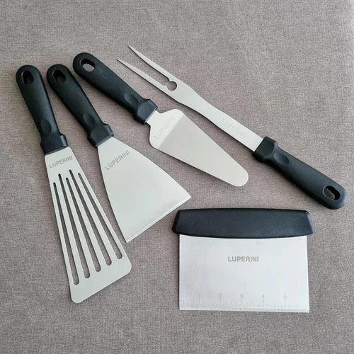 Vista 3 de LUPERINI. Juego de volteador para barbacoa, juego de acero inoxidable, espátula de parrilla para carne, pescado, huevo, panqueque, hamburguesa