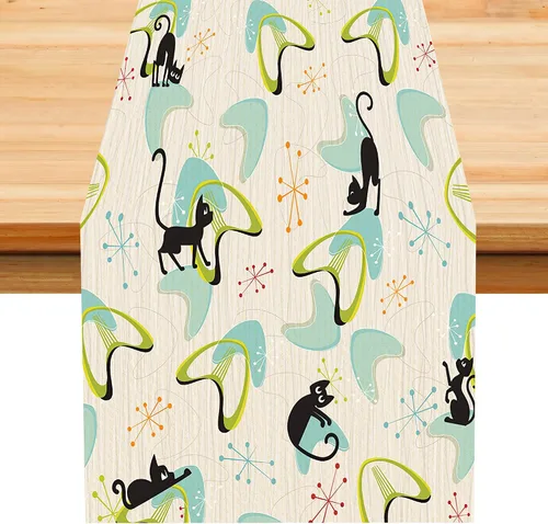 Vista 54 de Camino de mesa con estampado de piel de vaca, lino y algodón, rústico, estilo occidental, color negro, marrón, piel de vaca, para decoración