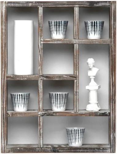 Vista 8 de J JACKCUBE DESIGN MK570A - Estante rústico multiranura, con 9 compartimentos, caja de sombra para montaje en pared, para colección, estuche cuadrado
