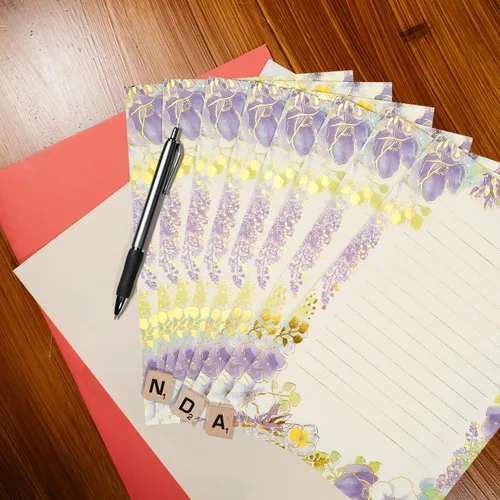 Vista 6 de Juego de 64 hojas de papel de carta estacionaria – A5 lindo estampado de papel de papel de escritorio forrado elegante para escribir letras, álbumes