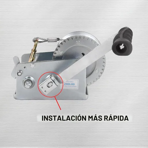 Vista 7 de Cabrestante de mano para remolque, cabrestante de 2500 libras, gancho resistente con cable de acero de 33 pies, trinquete bidireccional, cabrestante
