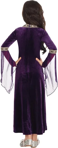 Vista 5 de Hansber Kids Girls Renaissance Vintage Dress Ball Gown Gothic Medieval Costume Maxi Dresses Halloween Outfits