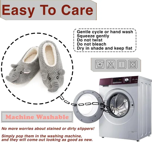 Vista 7 de cosyone1997 Lindas pantuflas de animales para niños, niñas y mujeres, calcetines de casa mullidos con suela antideslizante suave, regalos únicos