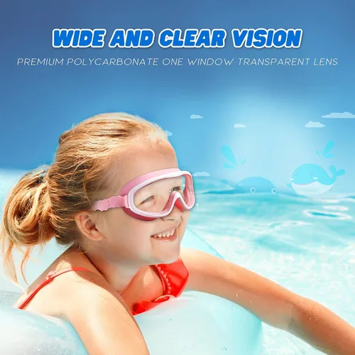 Vista 8 de KAILIMENG Gafas de natación para niños, paquete de 2 gafas de natación para edades de 3 a 15 años, antivaho y anti-rayos UV Cear de visión amplia