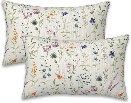 Vista 30 de Fundas de almohada Naqiuli azules florales de 16x16 pulgadas, juego de 2 fundas de almohada decorativas, fundas de cojín para dormitorio, sala