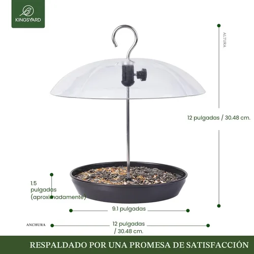 Vista 4 de Kingsyard - Comedero para pájaros con cúpula ajustable para colgar al aire libre