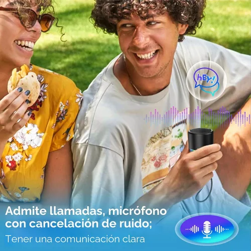 Vista 4 de Altavoz Bluetooth portátil 5.4, mini altavoz, duración de la batería de 12 horas y micrófono de reducción de ruido, cubierta de metal