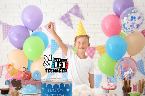 Vista 4 de Decoración de pastel de videojuegos para niños y niñas, feliz cumpleaños 13, suministros de fiesta temática nivel 13 desbloqueado, decoración