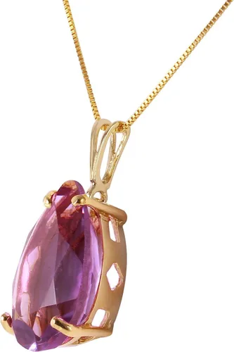 Vista 3 de Galaxy Gold GG Collar de oro macizo de 5 quilates de 14 quilates con colgante de amatista natural