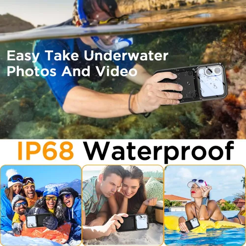 Vista 2 de AICase Funda impermeable para teléfono, función universal de autocomprobación, bolsa seca para playa, flotante, ducha, esnórquel, para iPhone