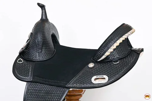 Vista 4 de HILASON Western Horse Trail Barrel Racing American Leather Saddle Treeless for Horses Negro
