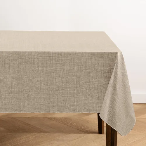 Vista 5 de Elrene Home Fashions - Mantel de vinilo con respaldo de franela inspirado en lino Monterey, resistente al agua y a las manchas, 52 pulgadas X 52 Azul