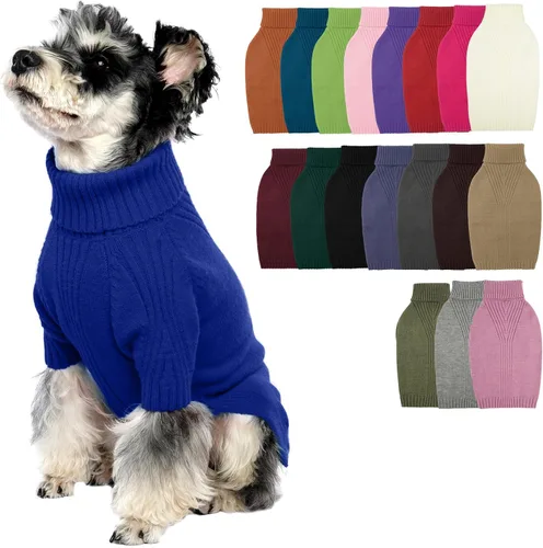 Vista 85 de IECOii Suéter de perro salchicha de cuello alto para perros pequeños, medianos y hembras, elástico y transpirable, abrigo de punto cálido, para Negro