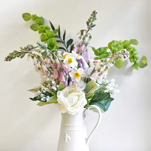 Vista 6 de FiveSeasonStuff Campanas artificiales de Irlanda Rellenos de vegetación de flores Arreglo de ramo floral, 2 tallos