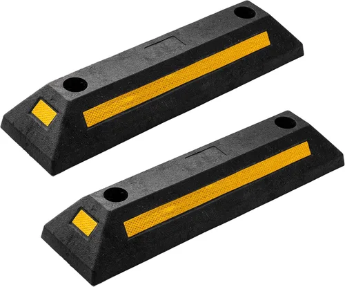 Vista 11 de ZONETECH Guía de aparcamiento de goma resistente, tope de rueda de garaje duradero de alta calidad para automóvil con borde de cinta amarilla