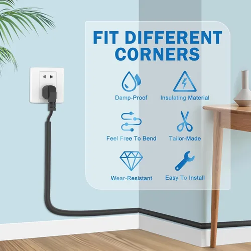 Vista 4 de UOMTFAI Ocultador de Cables de Pared de 39 Pulgadas - Cubierta de Cable Autoadhesiva para Paredes, Ocultador de Cables de PVC Flexible para Hogar