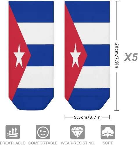 Vista 2 de Flag of Cuba - 5 pares de calcetines tobilleros antideslizantes de corte bajo, calcetines cortos atléticos casuales para mujeres y hombres