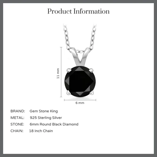 Vista 135 de Gem Stone King Collar con colgante solitario de plata de ley 925 de 0.236 in con piedra natal redonda Collar de 4 puntas para mujer Con cadena