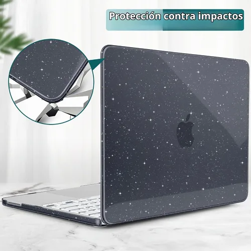 Vista 7 de DONGKE Funda con purpurina para MacBook Neo de 13 pulgadas 2026 (modelo A3404 A18 Pro Chip) Carcasa rígida transparente brillante con protector