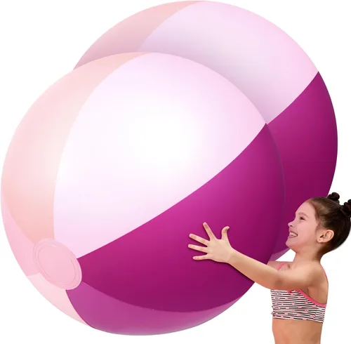 Vista 7 de Ceenna 2 Piezas Pelotas de Playa Gigantes de 60 Pulgadas Pelotas Inflables Grandes de Juguete para Piscina Juguetes de Natación de Verano Fiestas