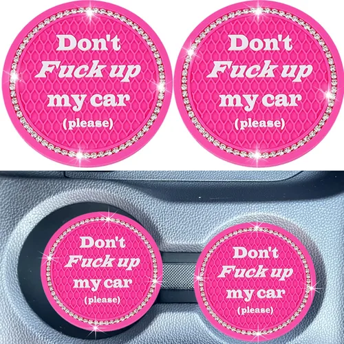 Vista 9 de Juego de 2 posavasos para tazas de coche, accesorios de interior de coche con cristales brillantes, soporte universal para tazas de coche negro