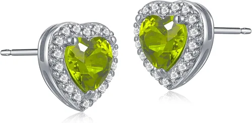 Vista 17 de Amazon Essentials Aretes de plata de ley con halo de corazón de zafiro blanco, (anteriormente colección Amazon)